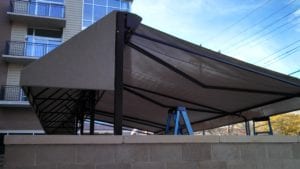 Retractable awnings are designed to fold or roll back when not in use. The retraction may be manual or motorized. Sensors, remote controls, and buttons switches are used to operate the motorized options. These popular outdoor coverings are available in different fabrics. Some common choices include solution-dyed acrylic and vinyl-coated fabrics.